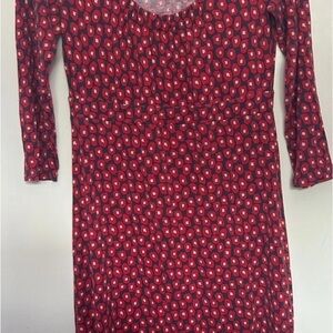 Boden Red and White Patterned Dress